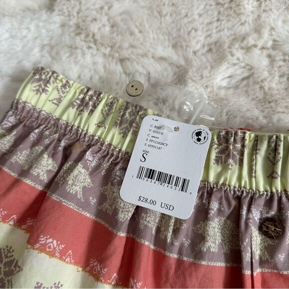 NWT free people intimates yellow and orange patterned long cuffed shorts - Picture 6 of 8